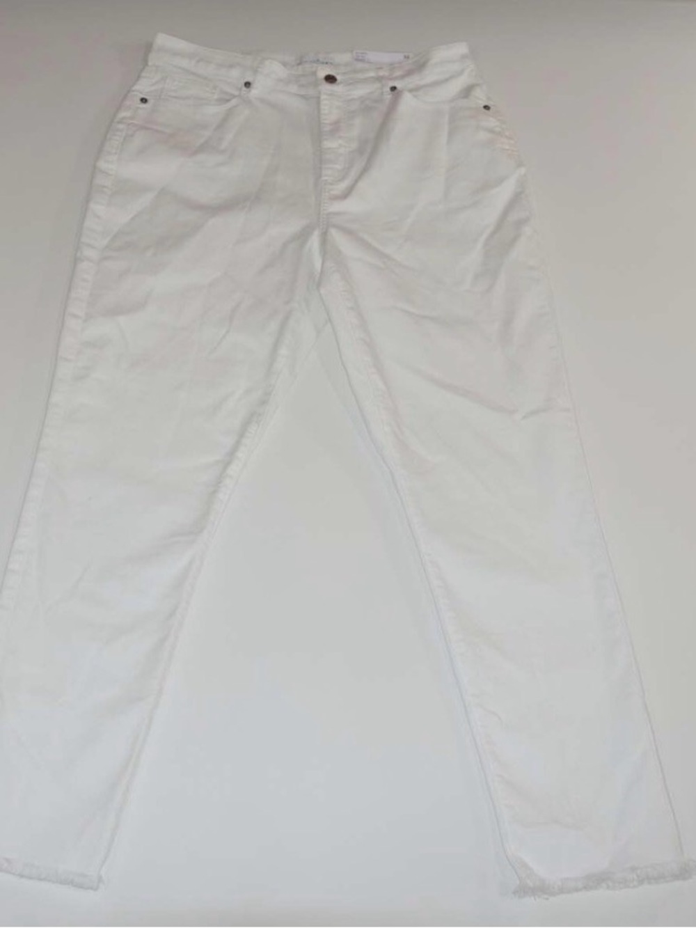 Loft white high rise frayed skinny jeans